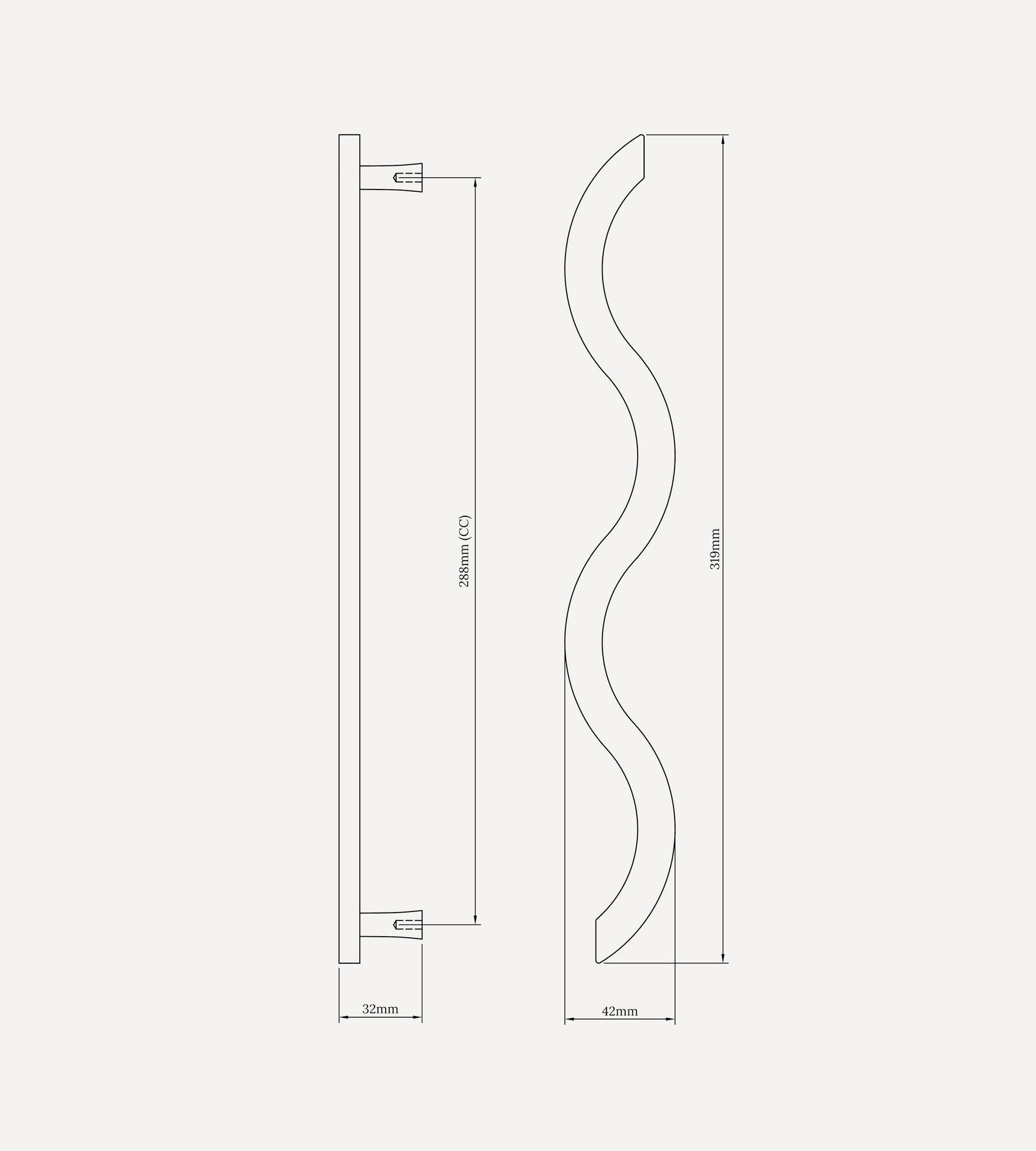 Hand Cast Ribbon Handle